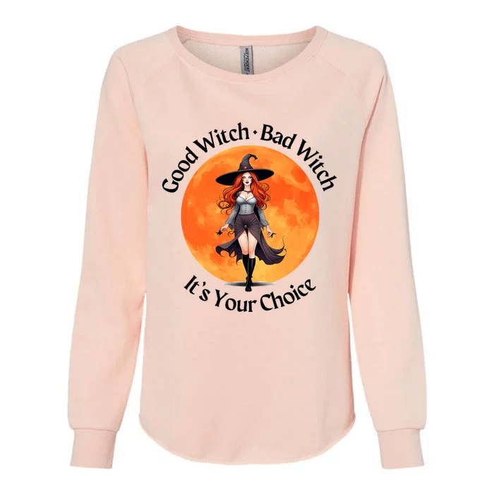 Good Witch Bad Witch Halloween With Full Moon Great Gift Womens California Wash Sweatshirt