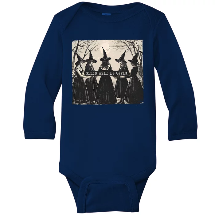 Girls Will Be Girls Halloween Witch Baby Long Sleeve Bodysuit