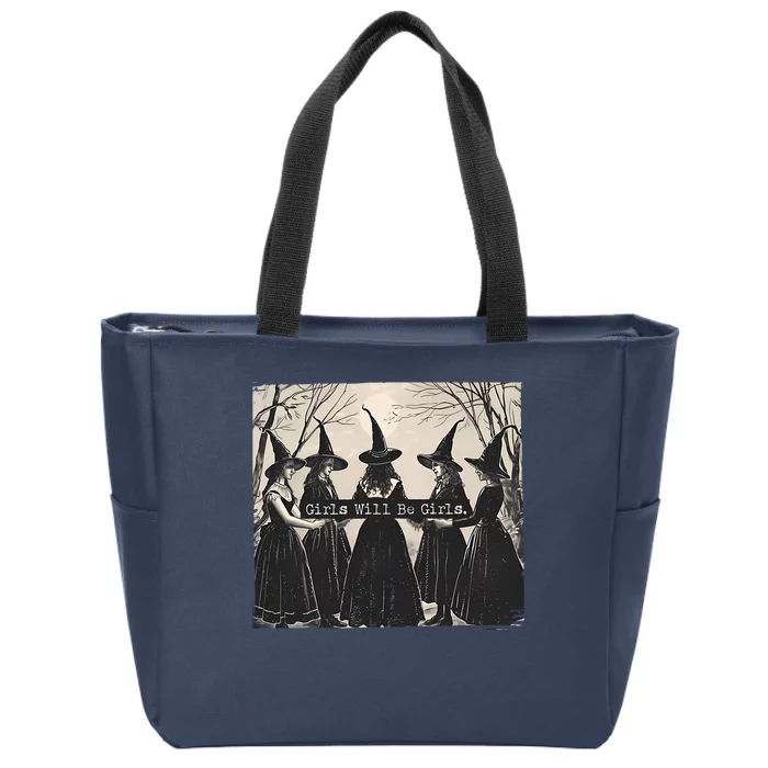 Girls Will Be Girls Halloween Witch Zip Tote Bag