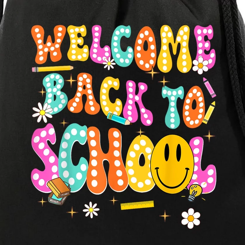 Groovy Welcome Back To School Teachers Drawstring Bag