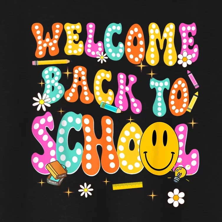 Groovy Welcome Back To School Teachers Women's Crop Top Tee