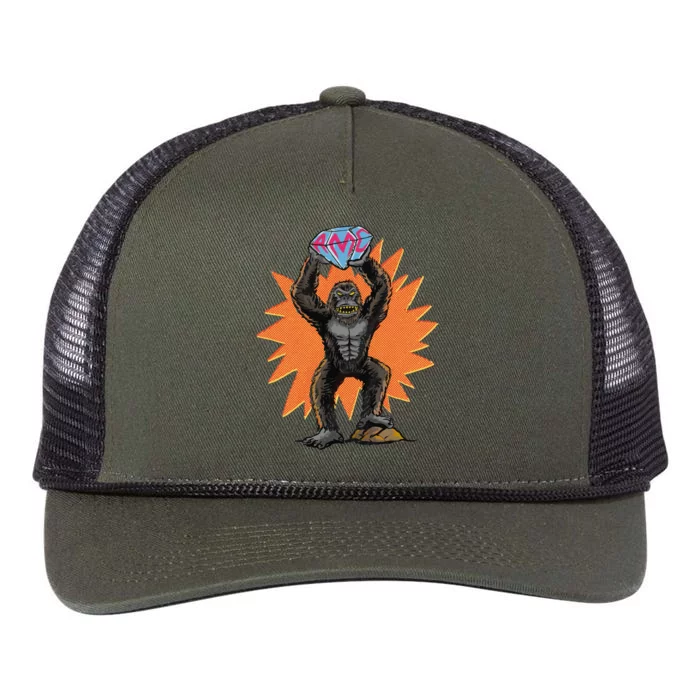 Gorilla With Big Diamond Retro Rope Trucker Hat Cap