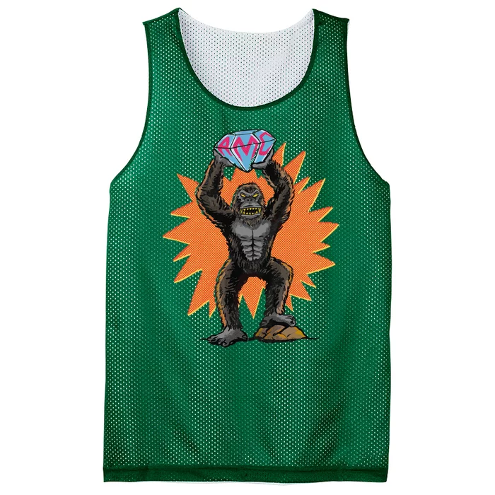 Gorilla With Big Diamond Mesh Reversible Basketball Jersey Tank