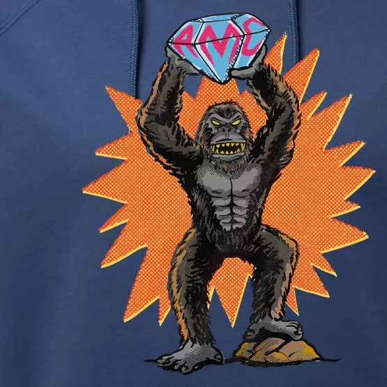 Gorilla With Big Diamond Performance Fleece Hoodie