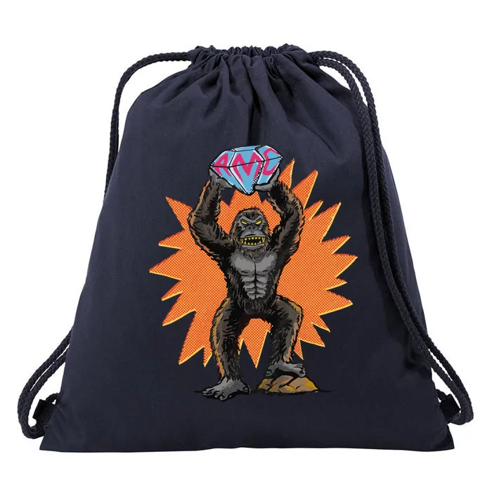 Gorilla With Big Diamond Drawstring Bag