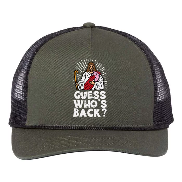 Guess Whos Back Jesus Easter Funny Religious Retro Rope Trucker Hat Cap