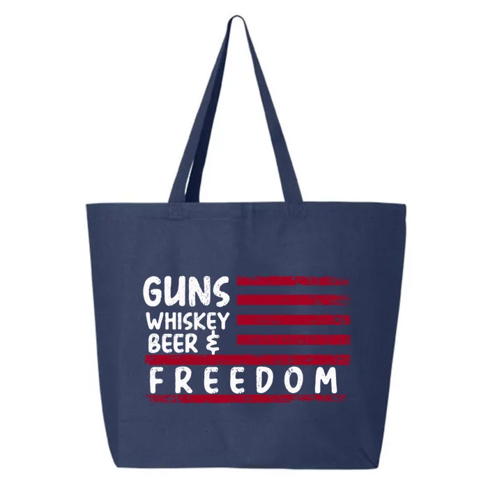 Gun Whisky Beer And Freedom American Flag Funny Gift 25L Jumbo Tote