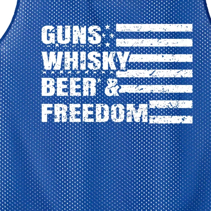 Gun Whisky Beer And Freedom American Flag Cool Gift For Guys Gift Mesh Reversible Basketball Jersey Tank