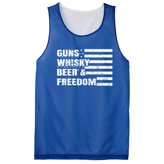 Gun Whisky Beer And Freedom American Flag Cool Gift For Guys Gift Mesh Reversible Basketball Jersey Tank