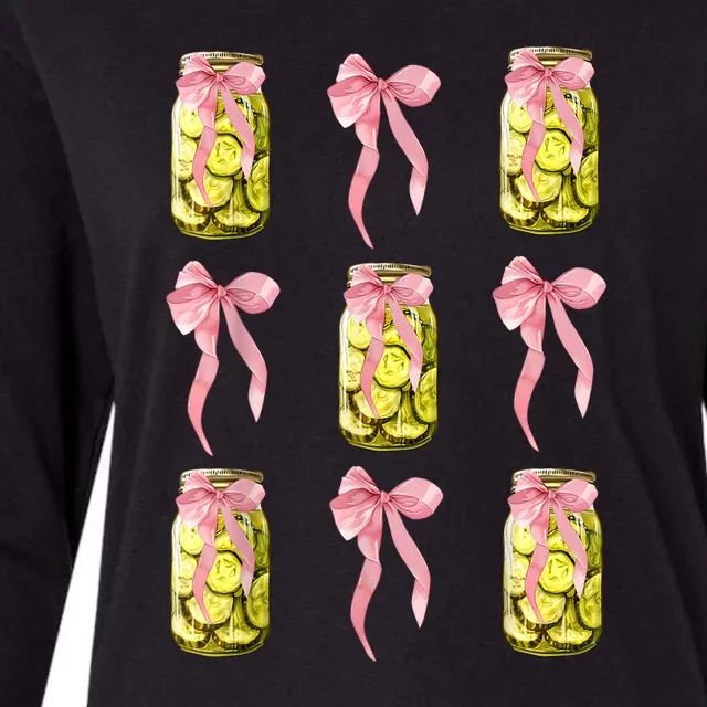 Girl Women Canned Pickle Coquette Bows Cute Pickle Jar Gift Womens Cotton Relaxed Long Sleeve T-Shirt