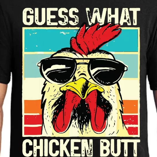 Guess What Chicken Butt Funny Chicken Meme Pajama Set