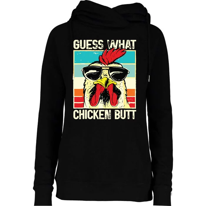 Guess What Chicken Butt Funny Chicken Meme Womens Funnel Neck Pullover Hood