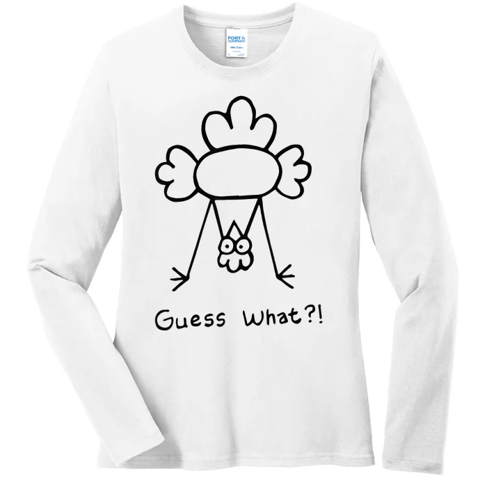 Guess What Chicken Butt Funny Chicken Ladies Long Sleeve Shirt