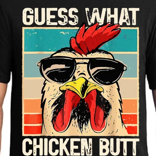 Guess What Chicken Butt Funny Chicken Meme Pajama Set