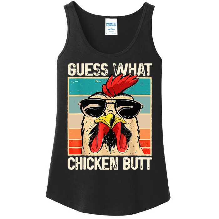 Guess What Chicken Butt Funny Chicken Meme Ladies Essential Tank