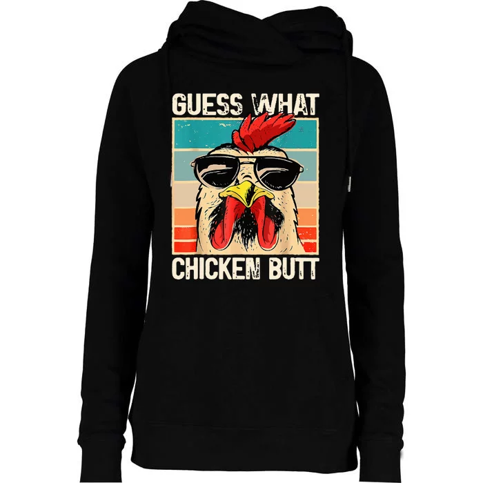 Guess What Chicken Butt Funny Chicken Meme Womens Funnel Neck Pullover Hood