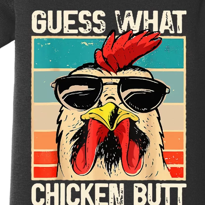 Guess What Chicken Butt Funny Chicken Meme Baby Bodysuit