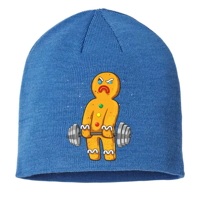 Gingerbread Weightlifting Christmas Fitness Gym Deadlift Gift 8 1/2in Sustainable Knit Beanie