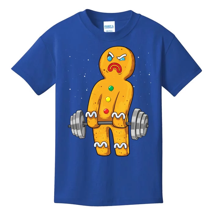 Gingerbread Weightlifting Christmas Fitness Gym Deadlift Gift Kids T-Shirt