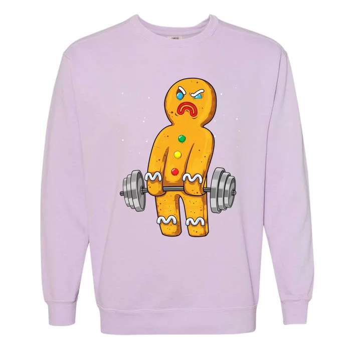 Gingerbread Weightlifting Christmas Fitness Gym Deadlift Gift Garment-Dyed Sweatshirt