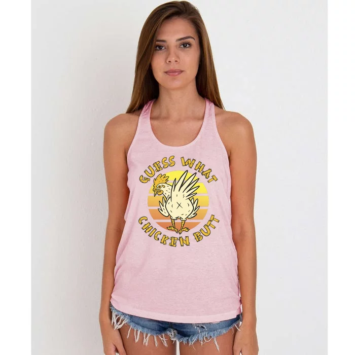 Guess What Chicken Butt Funny Gift Women's Knotted Racerback Tank