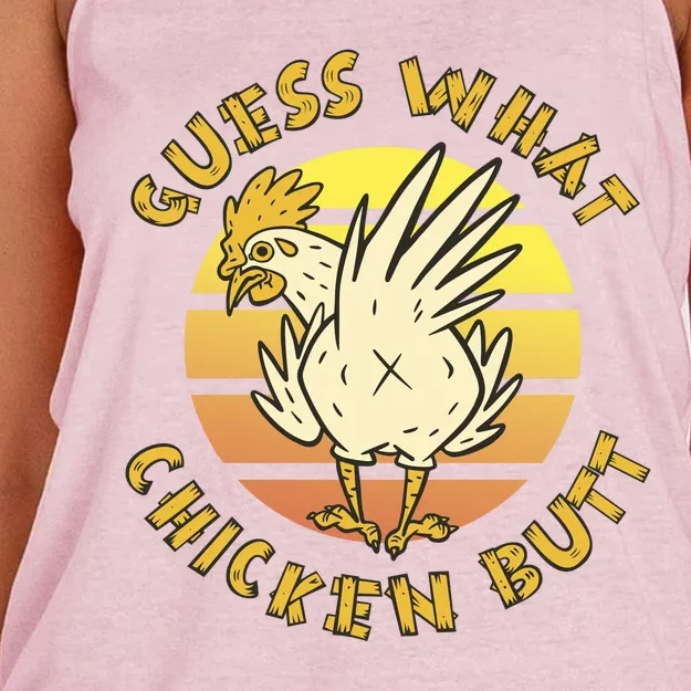 Guess What Chicken Butt Funny Gift Women's Knotted Racerback Tank