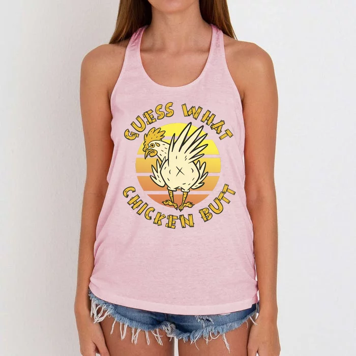 Guess What Chicken Butt Funny Gift Women's Knotted Racerback Tank