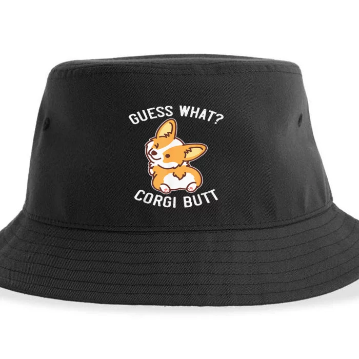 Guess What Corgi Butt Funny Corgi Dog Gift Pun Sustainable Bucket Hat