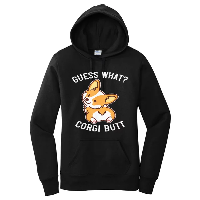 Guess What Corgi Butt Funny Corgi Dog Gift Pun Women's Pullover Hoodie