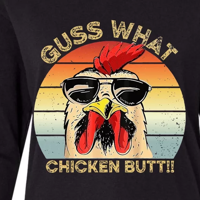 Guess What Chicken Butt Funny Chicken Meme Womens Cotton Relaxed Long Sleeve T-Shirt