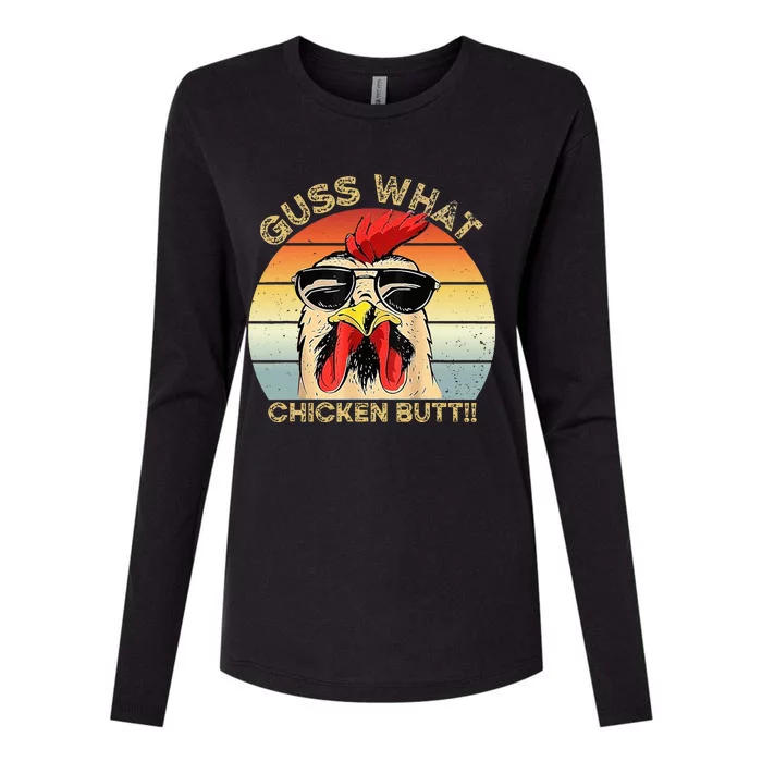 Guess What Chicken Butt Funny Chicken Meme Womens Cotton Relaxed Long Sleeve T-Shirt