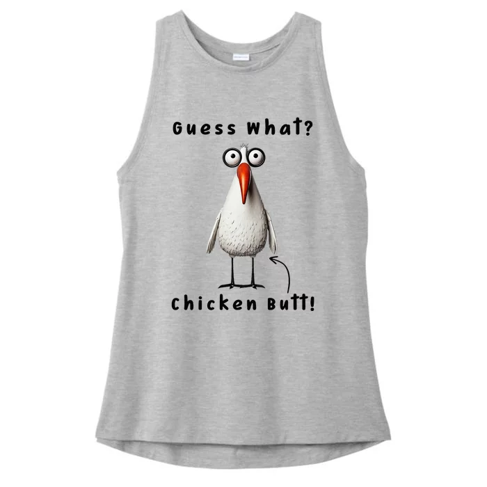 Guess What Chicken Butt Chicken Rooster Meme Funny Costume Ladies Tri-Blend Wicking Tank