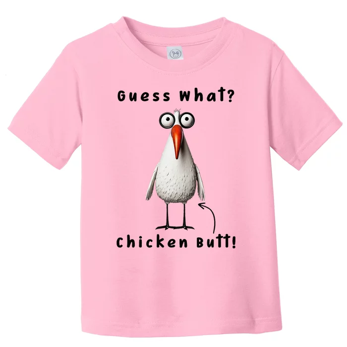 Guess What Chicken Butt Chicken Rooster Meme Funny Costume Toddler T-Shirt