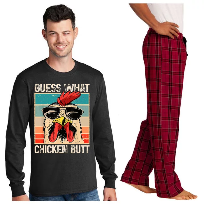 Guess What Chicken Butt | Funny Chicken Meme Long Sleeve Pajama Set