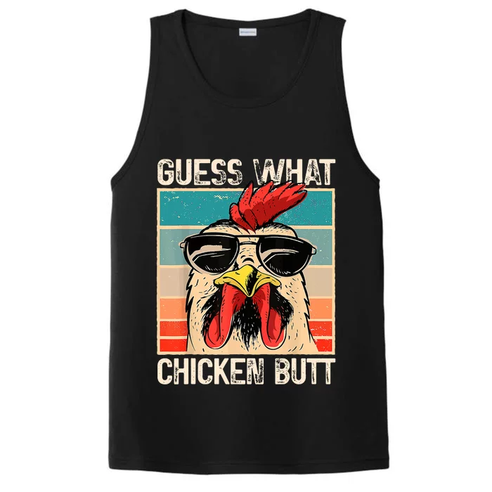 Guess What Chicken Butt | Funny Chicken Meme Performance Tank