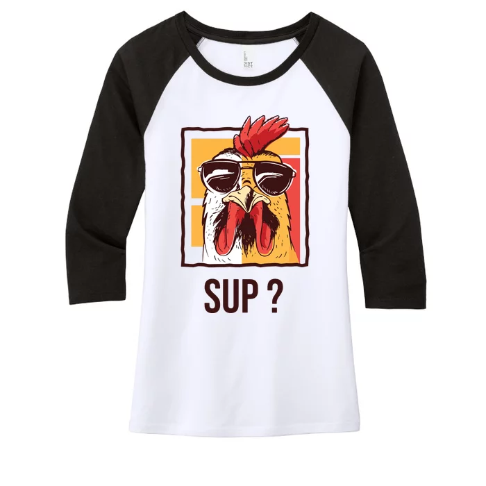 Guess What Chicken Butt Funny Women's Tri-Blend 3/4-Sleeve Raglan Shirt