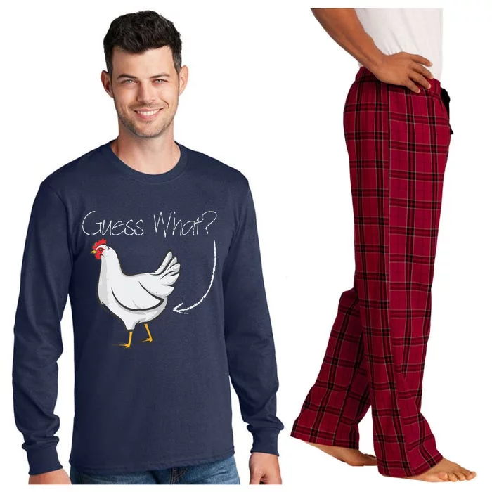 Guess What Chicken Shirts Funny Joking Chicken Gift Long Sleeve Pajama Set