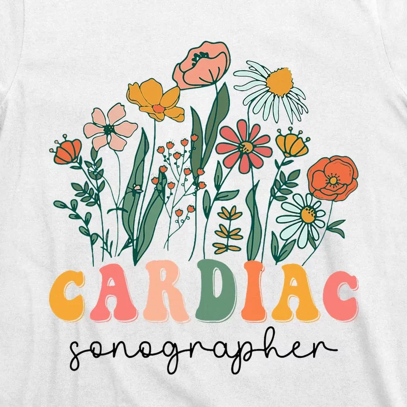 Groovy Wildflower Cardiac Sonographer Tees T-Shirt