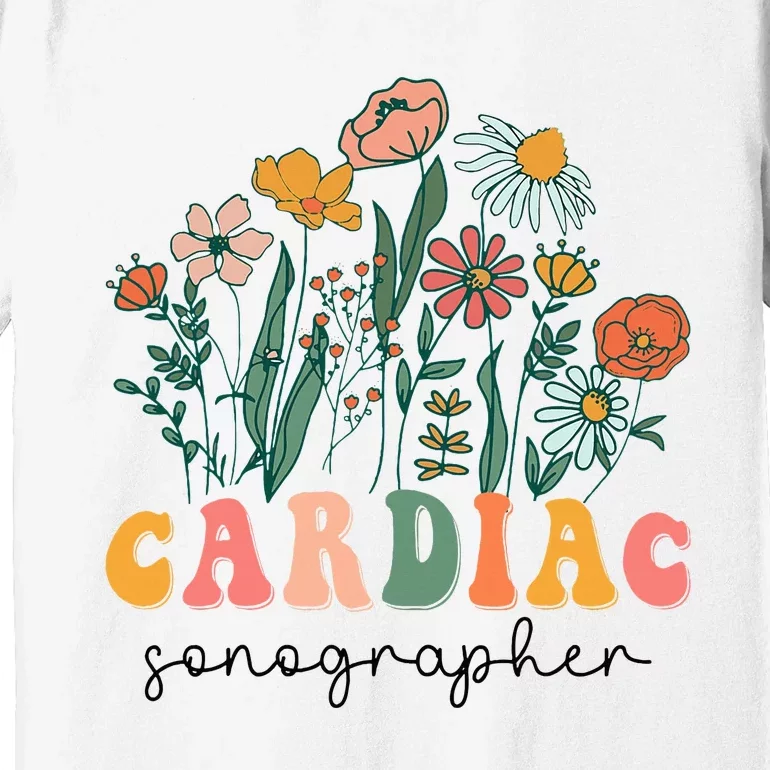 Groovy Wildflower Cardiac Sonographer Tees Premium T-Shirt