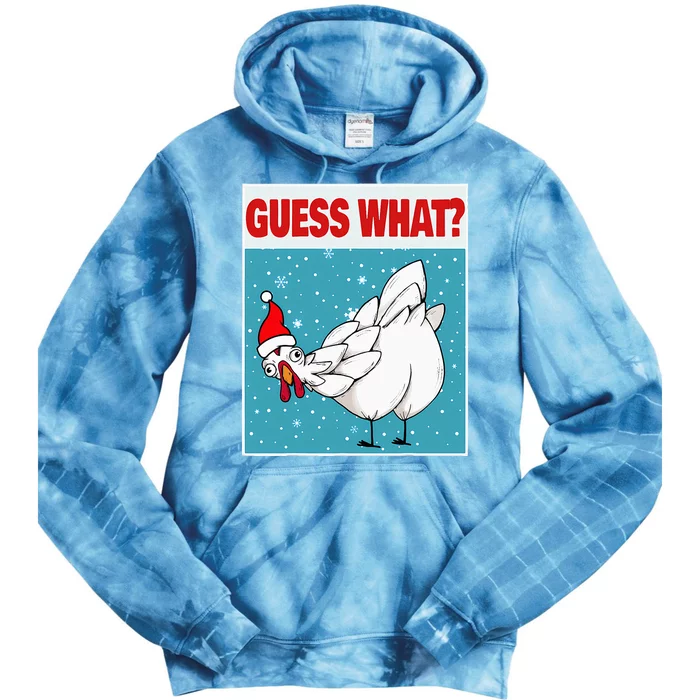 Guess What Chicken Butt Funny Egg & Chicken Farmer Christmas Tie Dye Hoodie