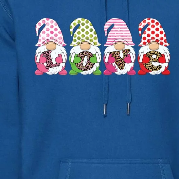 Gnome With Cheetah Love Letters Valentine's Day Gnome Cool Gift Premium Hoodie