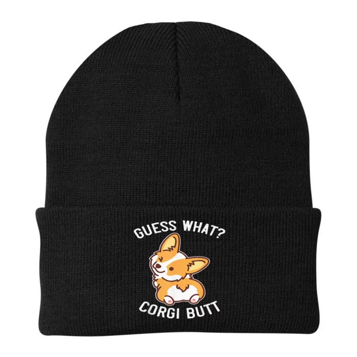 Guess What Corgi Butt Funny Corgi Dog Gift Pun Knit Cap Winter Beanie