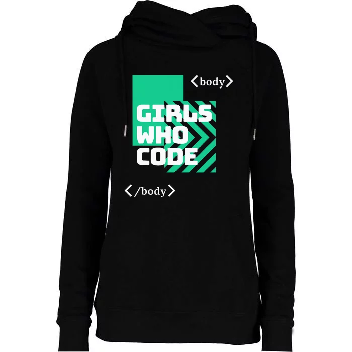 Girl Who Code Womens Funnel Neck Pullover Hood