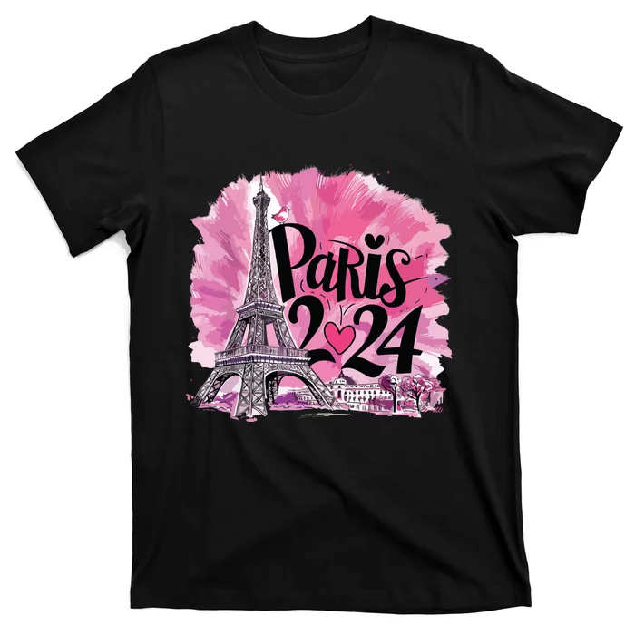 Girl Women Cute 2024 Eiffel Tower Love Paris T-Shirt