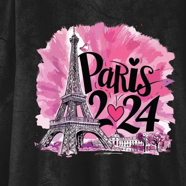 Girl Women Cute 2024 Eiffel Tower Love Paris Hooded Wearable Blanket