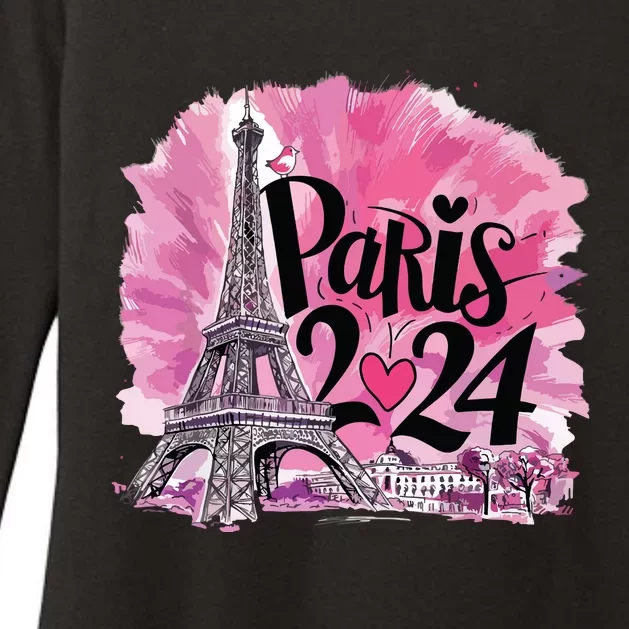 Girl Women Cute 2024 Eiffel Tower Love Paris Womens CVC Long Sleeve Shirt