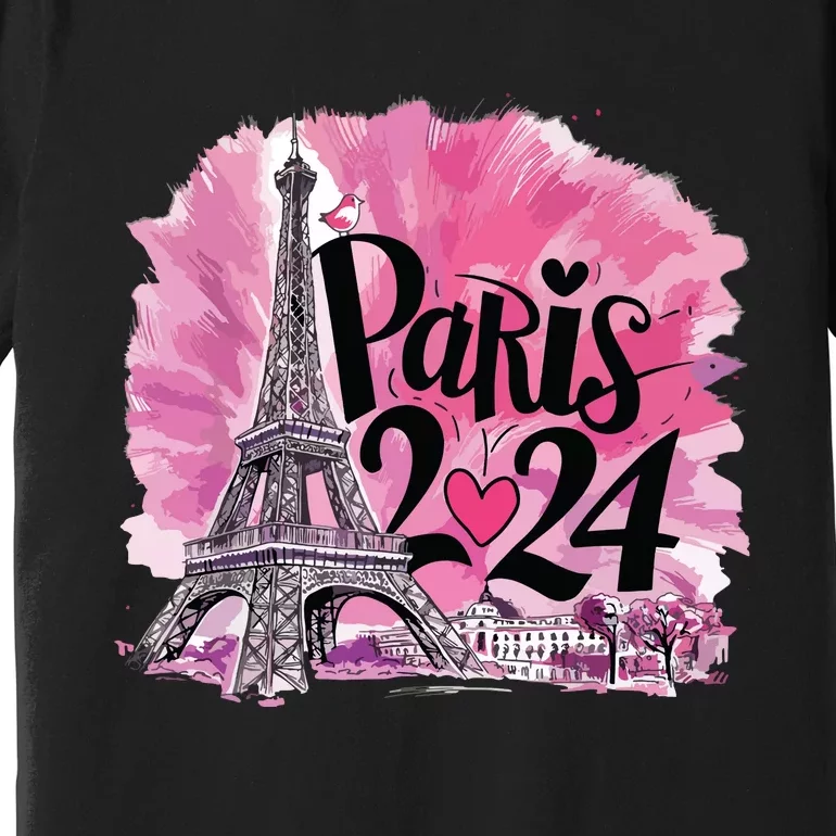 Girl Women Cute 2024 Eiffel Tower Love Paris Premium T-Shirt