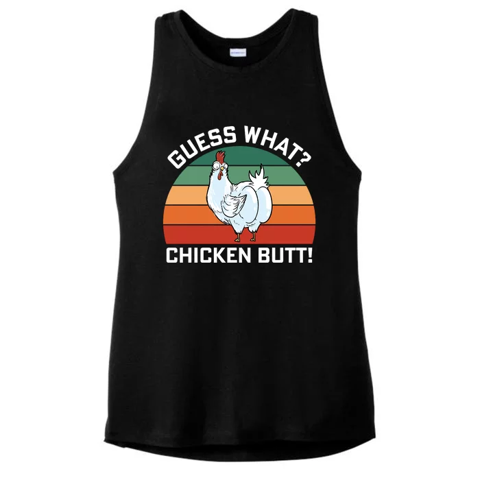 Guess What? Chicken Butt Funny Ladies Tri-Blend Wicking Tank