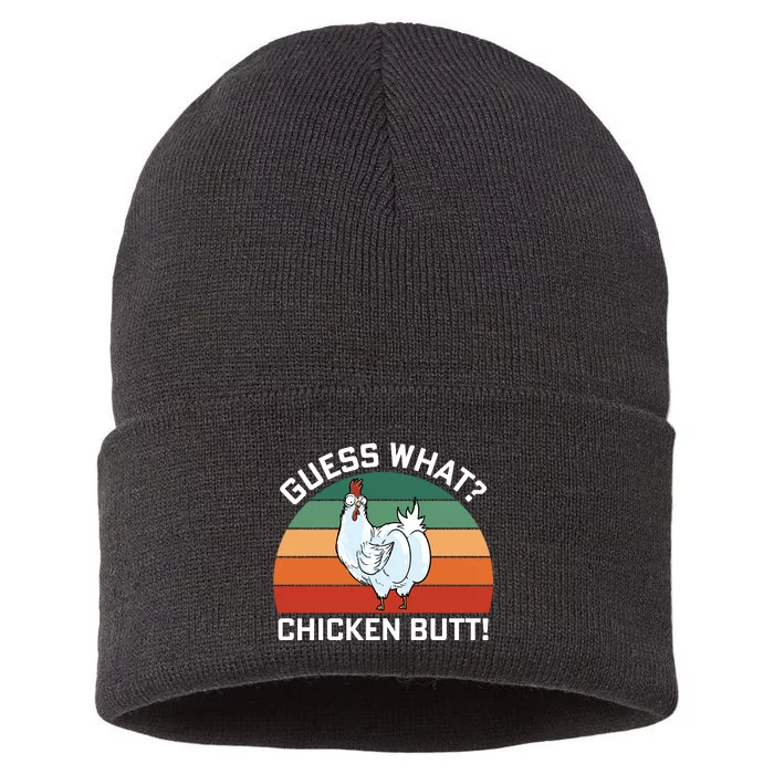 Guess What? Chicken Butt Funny Sustainable Knit Beanie