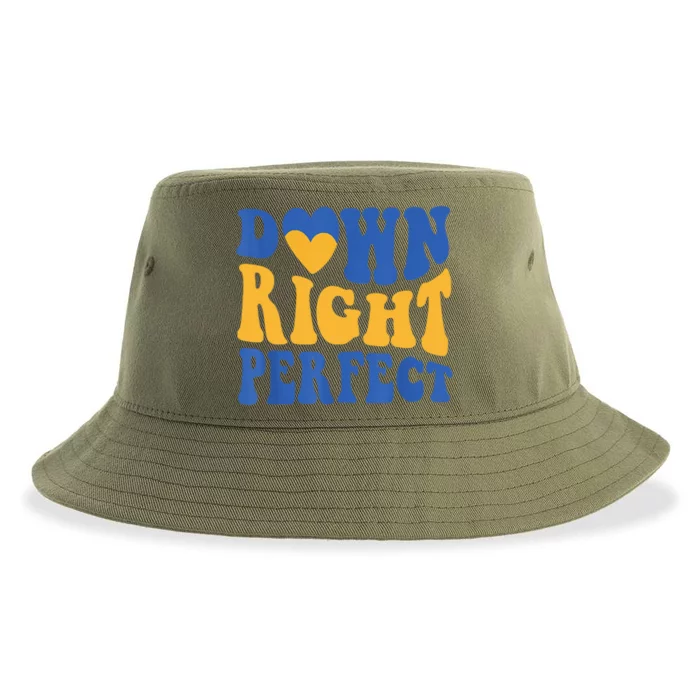 Groovy World Down Syndrome Day Awareness Down Right Perfect Sustainable Bucket Hat